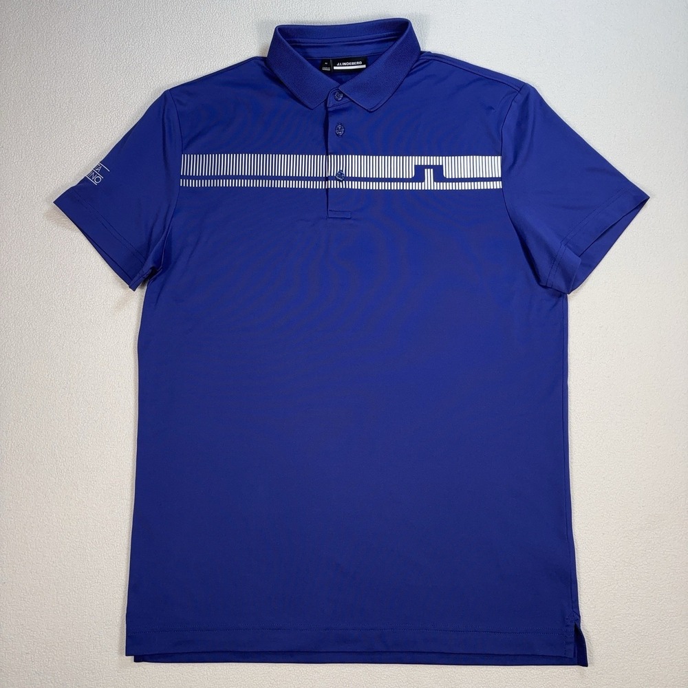 J.Lindeberg Klas Polo Men's M Blue Regular Fit Stretch Golf Performance